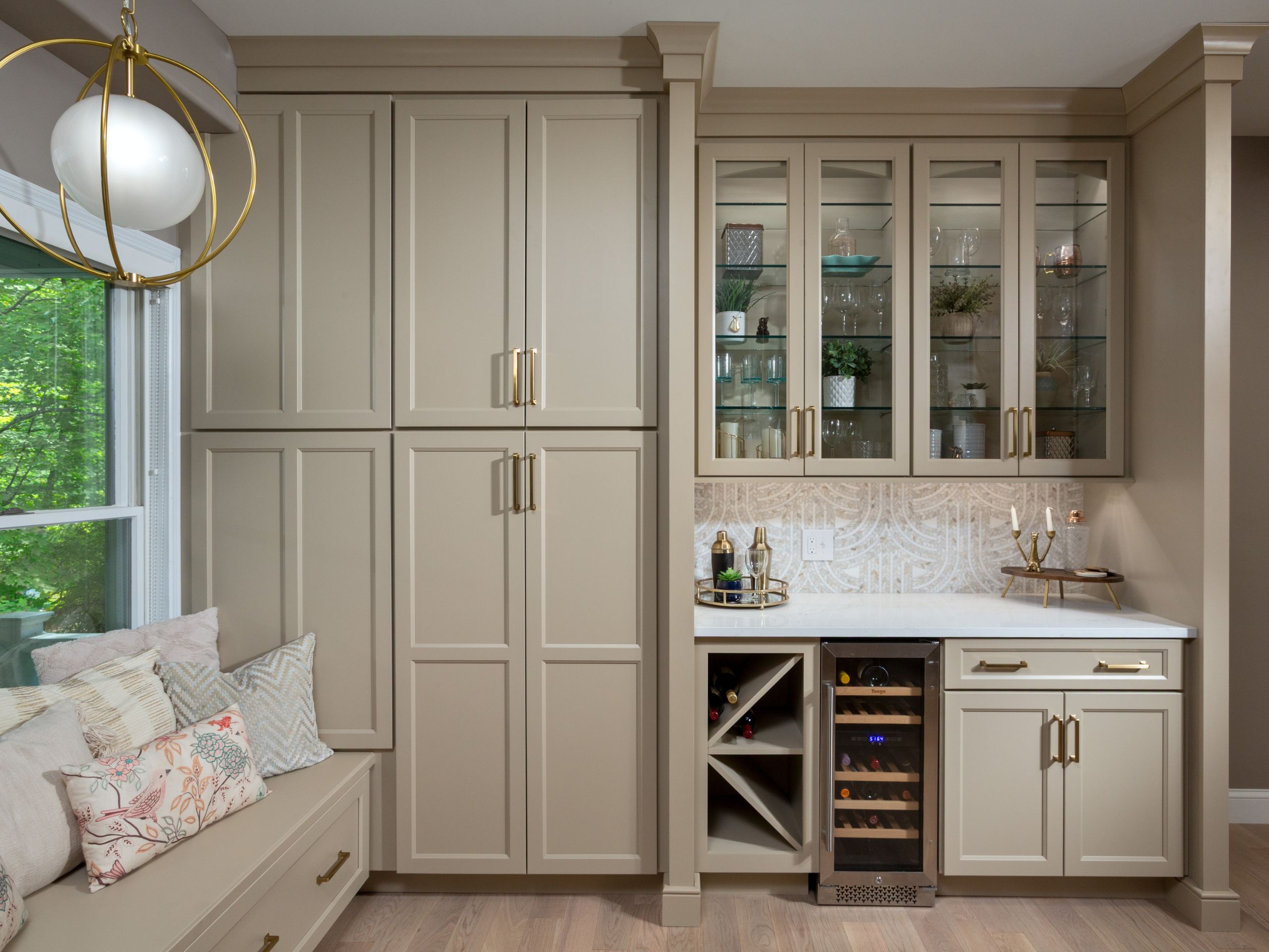 KBW Slingerlands Kitchen Bar Backsplash Idea H An image of a pantry and bar in a kitchen design remodel